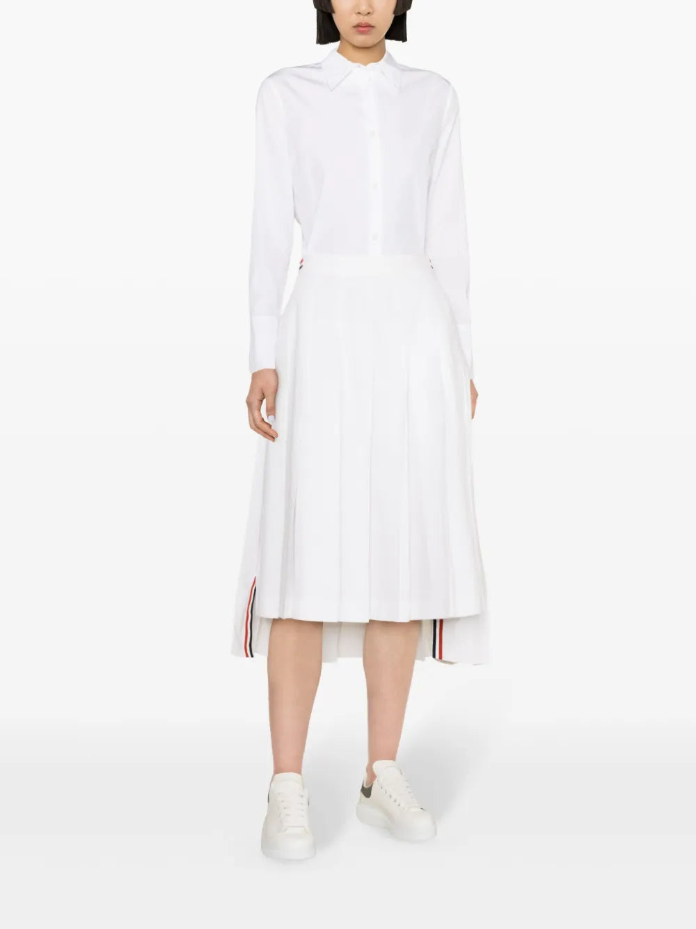 Pleated Cotton Midi Skirt