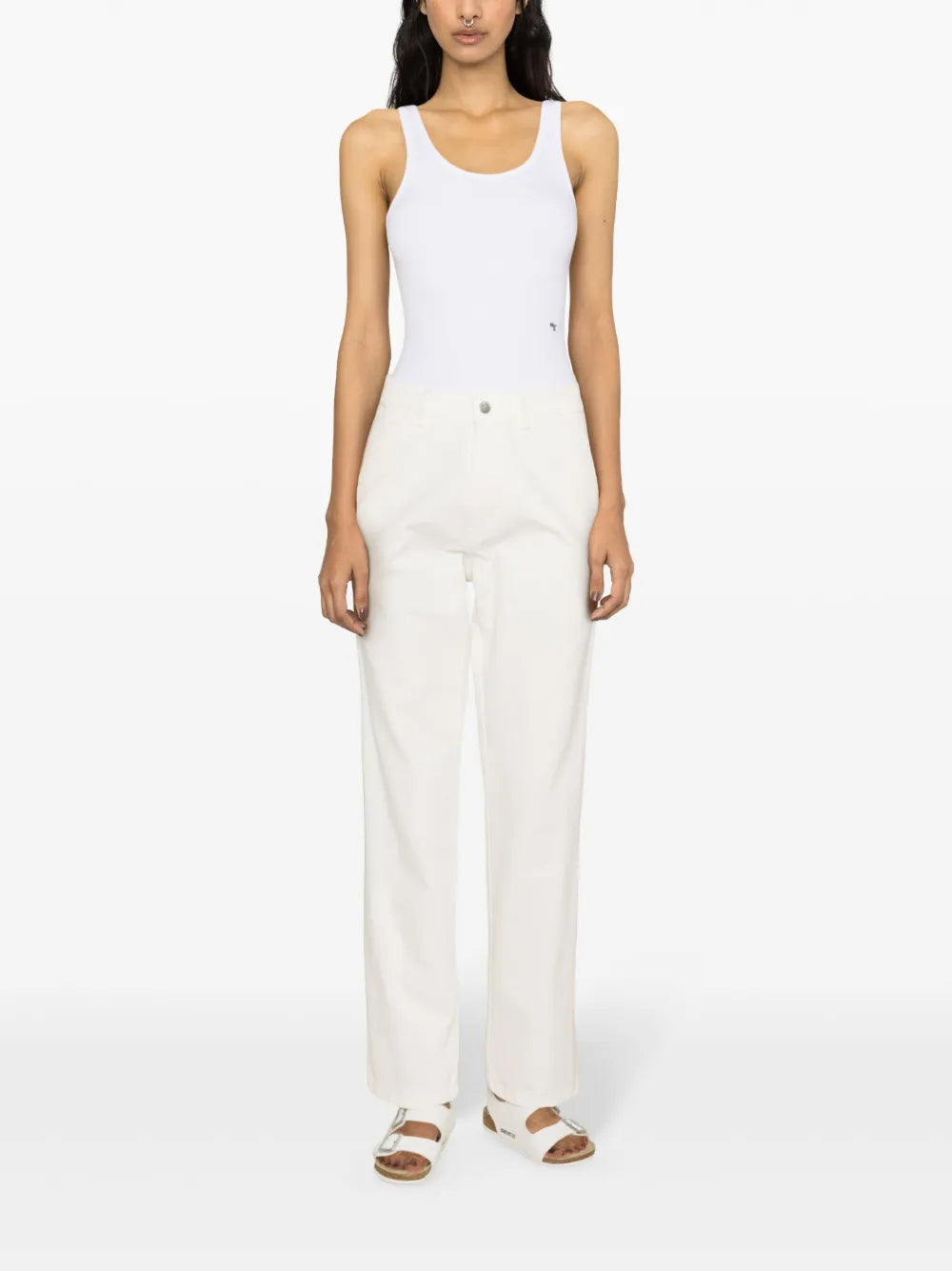 Straight-Leg Canvas Cotton Trousers