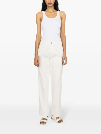 Straight-Leg Canvas Cotton Trousers