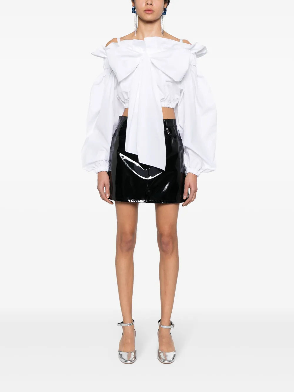 Bow-Detail Cotton Crop Top