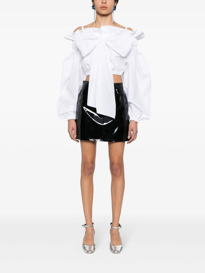 Bow-Detail Cotton Crop Top