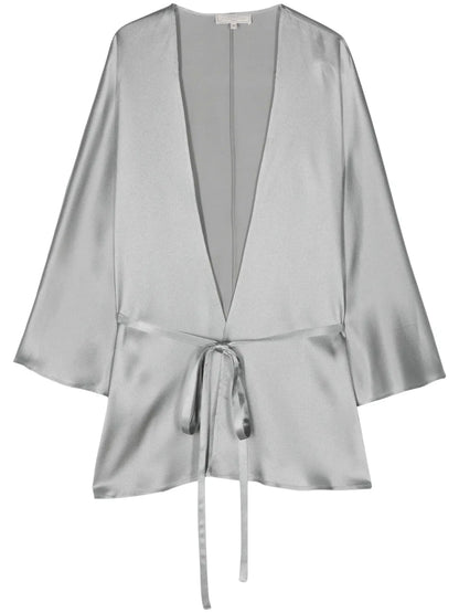 Tied-Waist Charmeuse Jacket