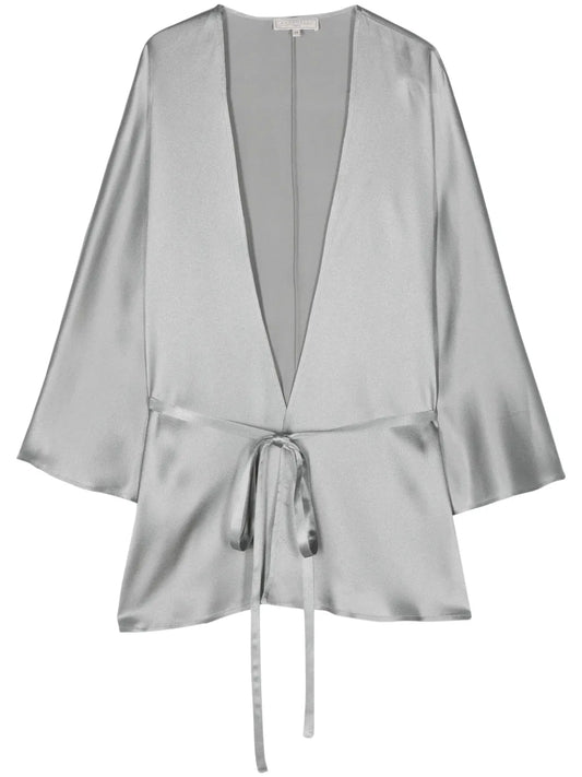 Tied-Waist Charmeuse Jacket