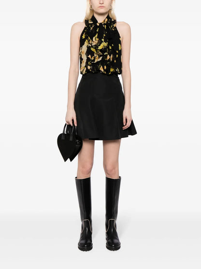 Floral-Print Silk Top