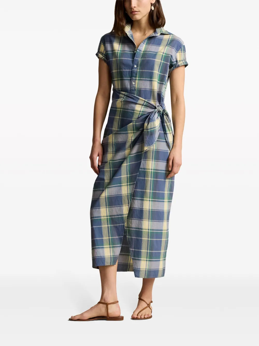 Check-Print Cotton Shirtdress