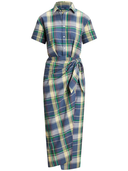 Check-Print Cotton Shirtdress