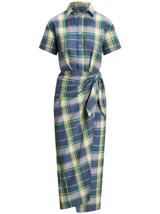 Check-Print Cotton Shirtdress