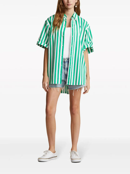 Logo-Print Striped Shirt