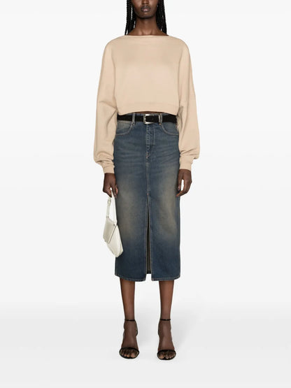 Logo-Embroidered Cropped Sweatshirt