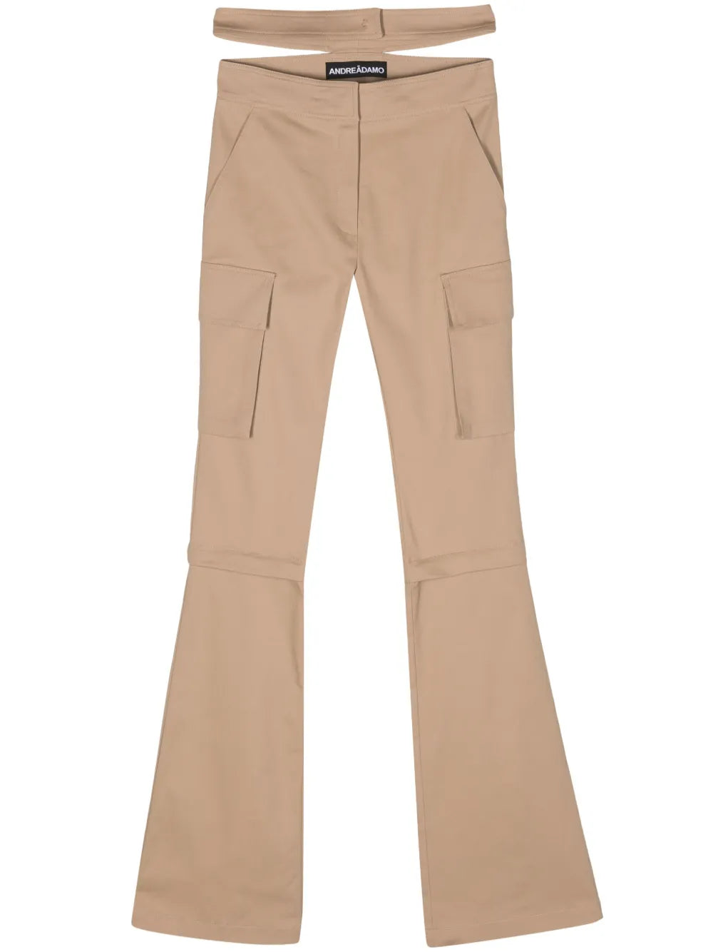 Detachable-Panels Flared Cargo Trousers