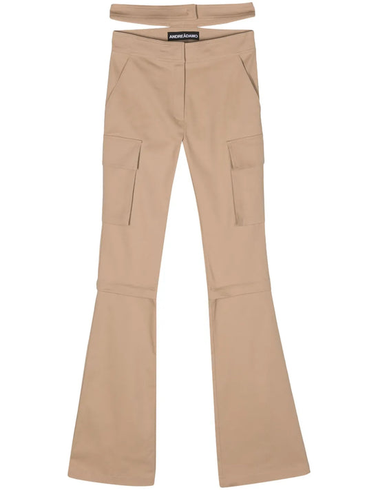 Detachable-Panels Flared Cargo Trousers