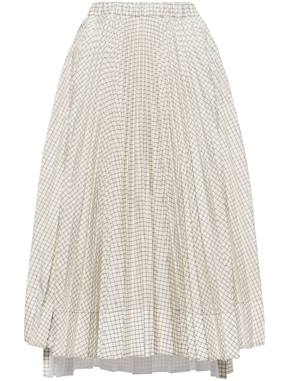 Grid-Pattern Taffeta Midi Skirt