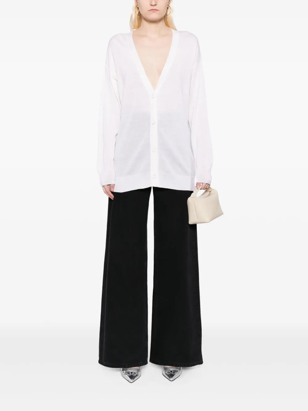 V-Neck Rib-Trim Cardigan