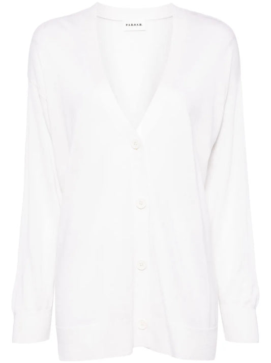 V-Neck Rib-Trim Cardigan
