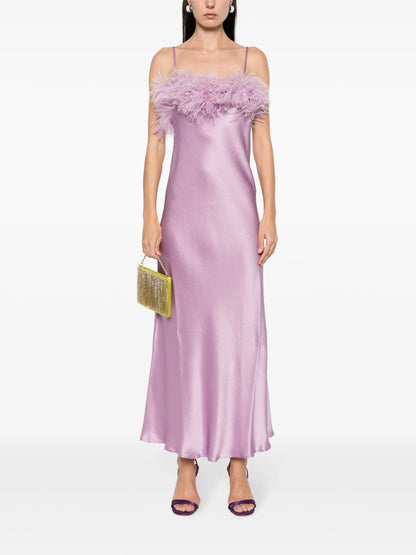 Ligorio Feather-Trim Midi Dress