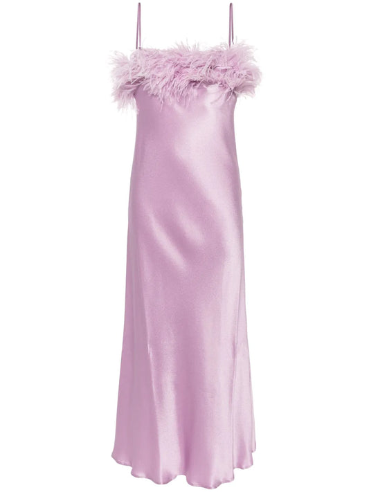Ligorio Feather-Trim Midi Dress