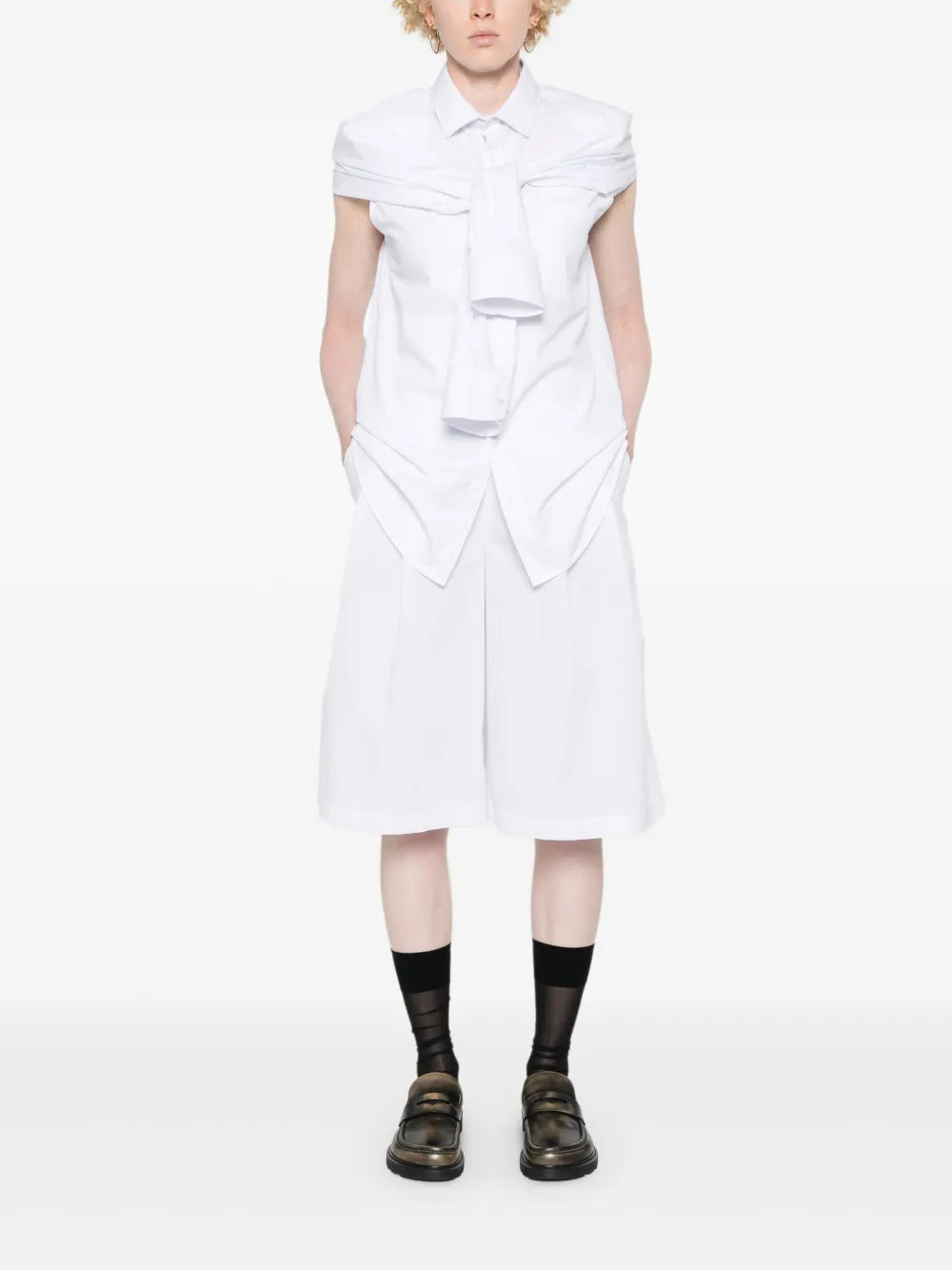 High-Waist Poplin Tailored Shorts