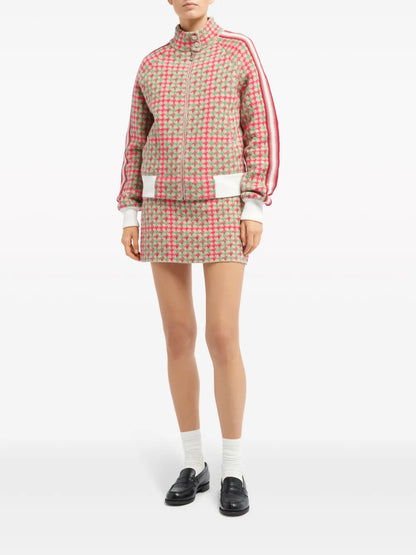 Houndstooth-Pattern Bomber Jacket