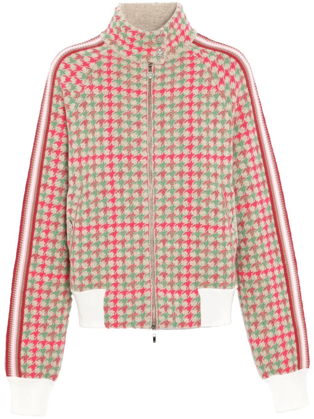 Houndstooth-Pattern Bomber Jacket