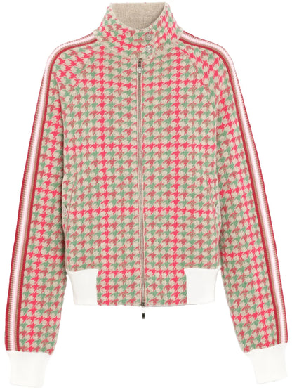 Houndstooth-Pattern Bomber Jacket