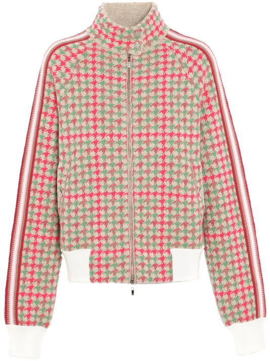 Houndstooth-Pattern Bomber Jacket