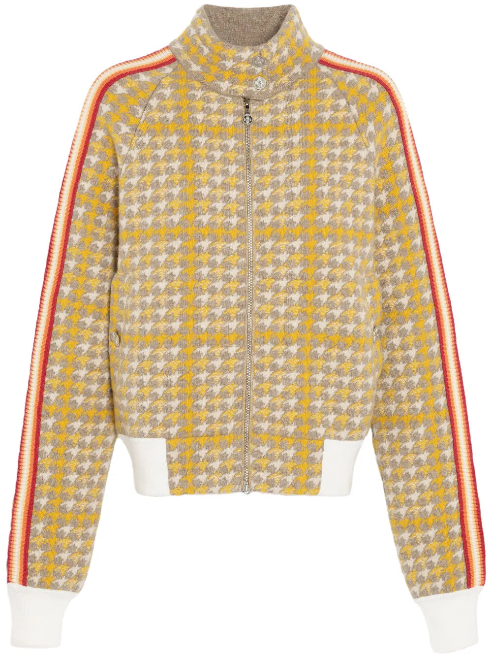 Houndstooth-Pattern Bomber Jacket