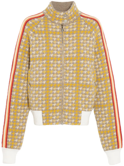Houndstooth-Pattern Bomber Jacket