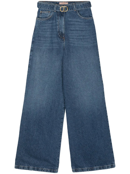 Belted Wide-Leg Jeans
