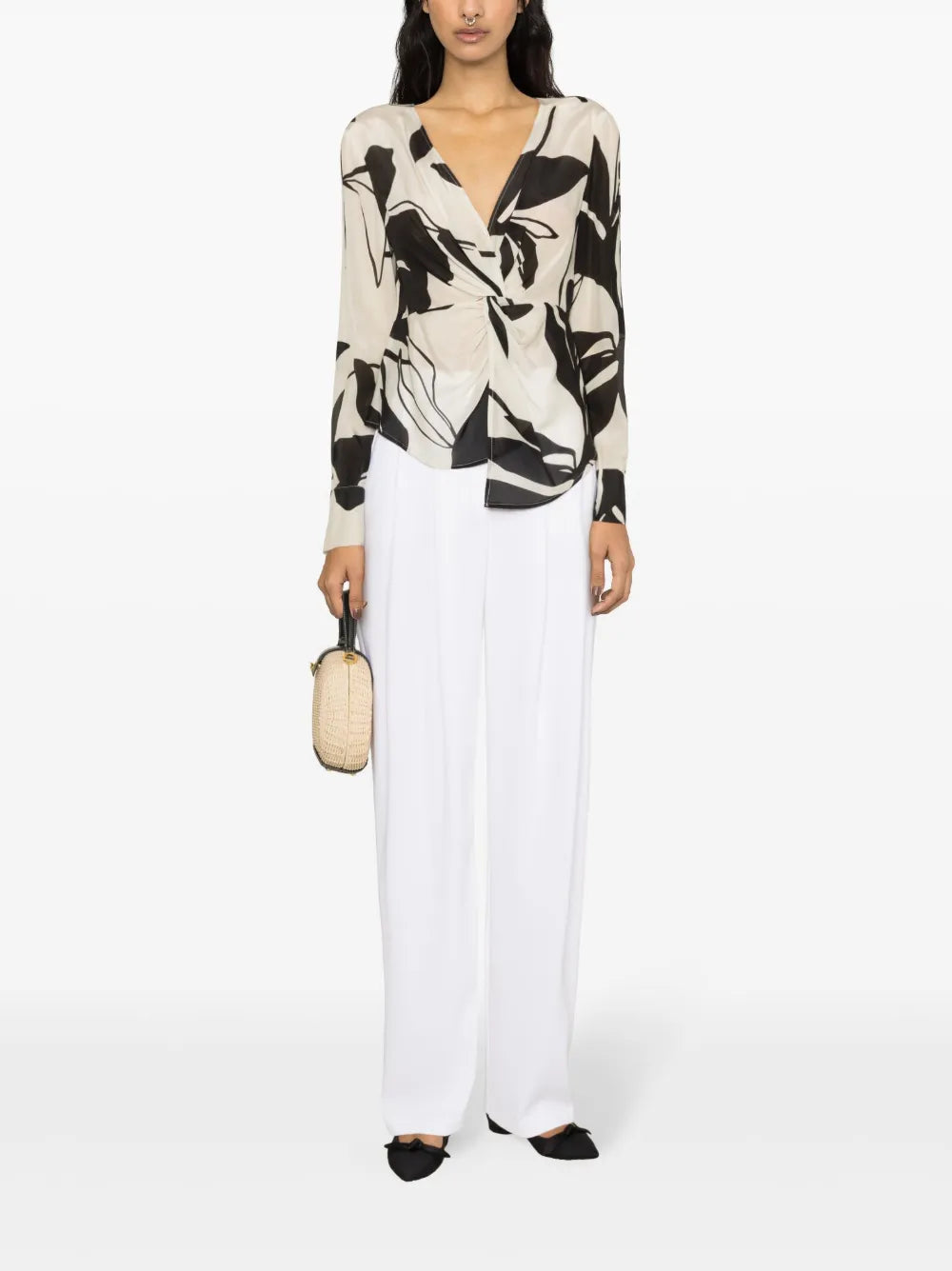 Abstract-Print Crepe Blouse