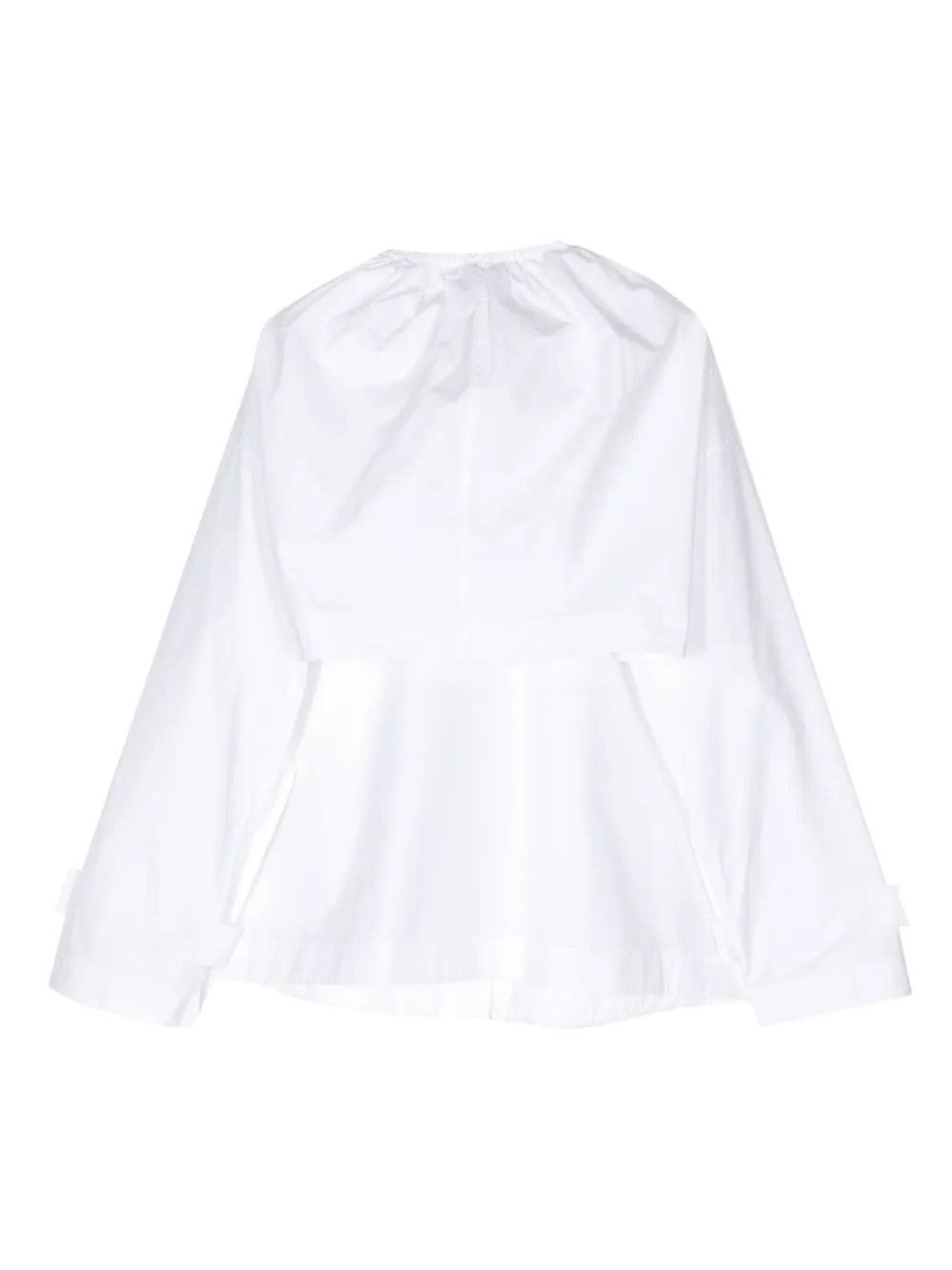 Drastring-Neck Long-Sleeved Blouse