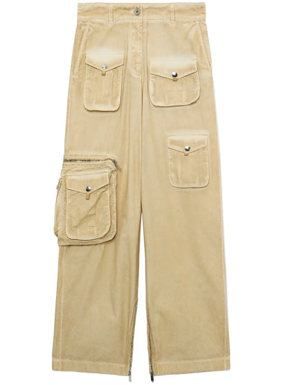 Faded Cotton Cargo Trousers