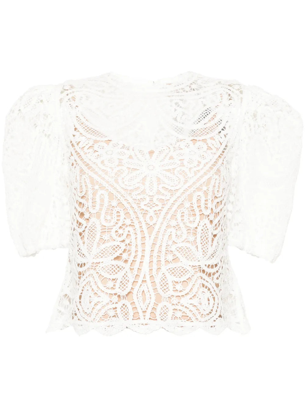 Balloon-Sleeves Crochet Jumper