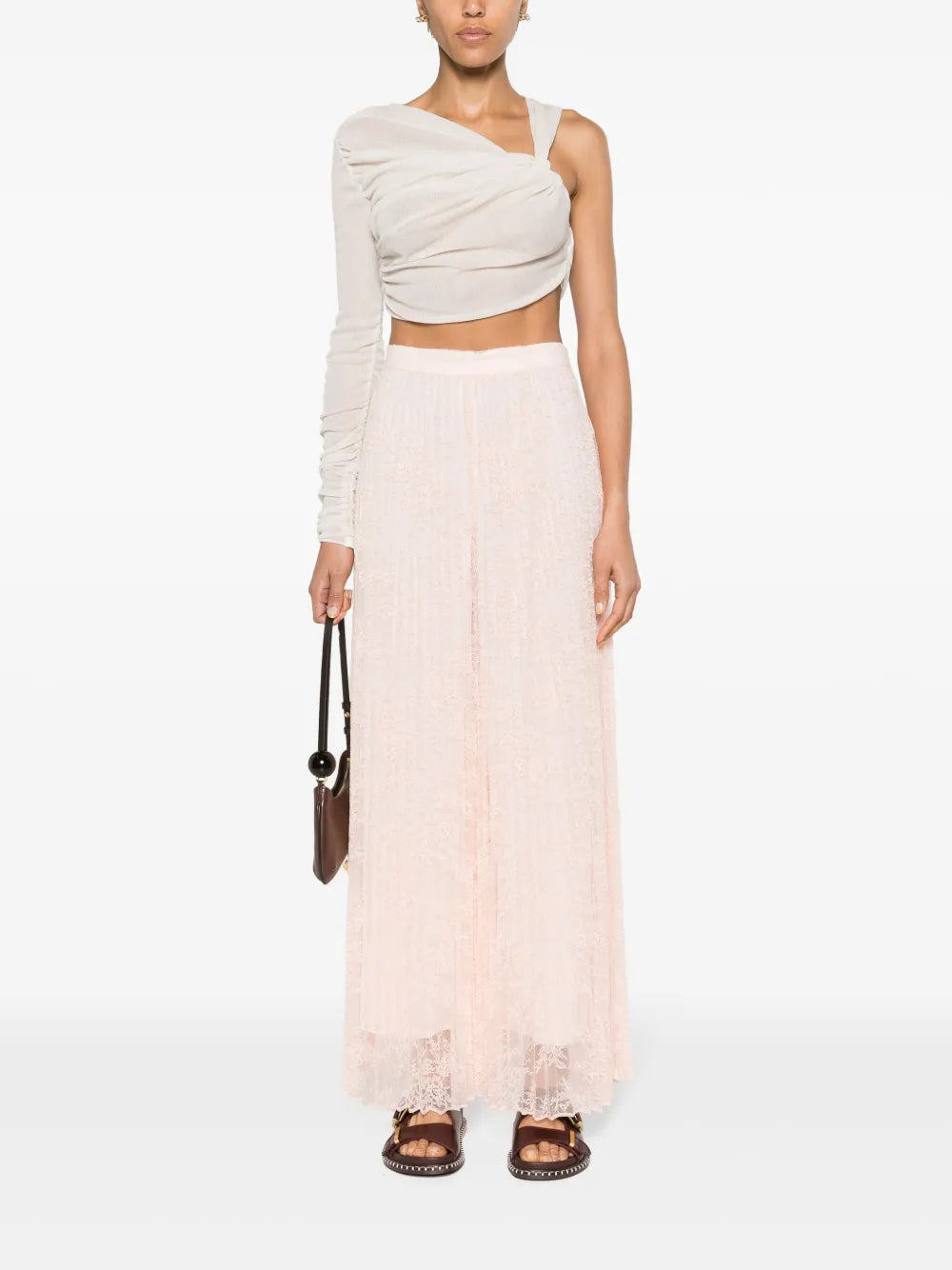 Pleated Lace Palazzo Pants