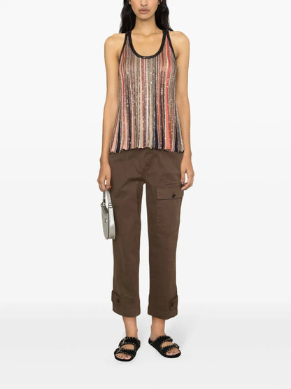 Tapered-Leg Gabardine Trousers