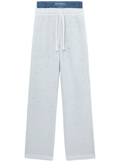 Layered Wide-Leg Track Pants