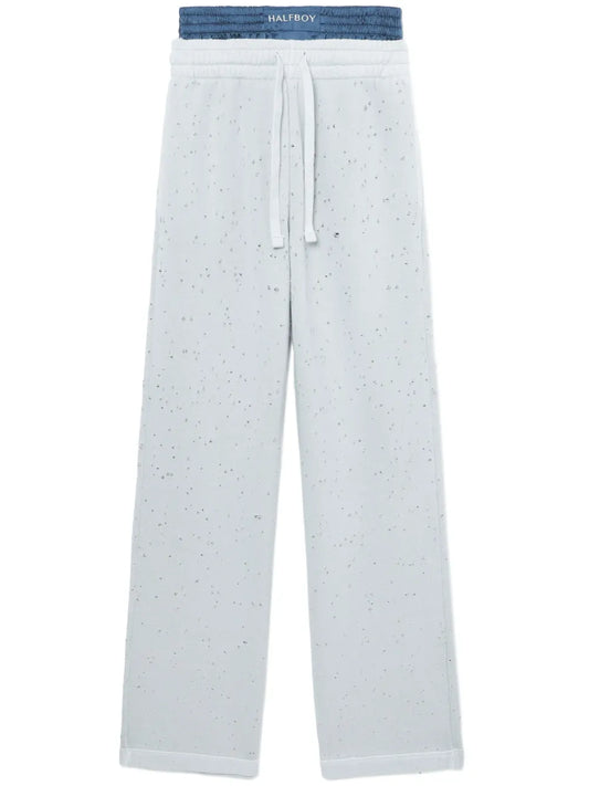 Layered Wide-Leg Track Pants