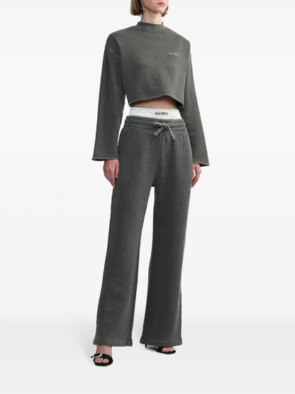 Layered Wide-Leg Track Pants
