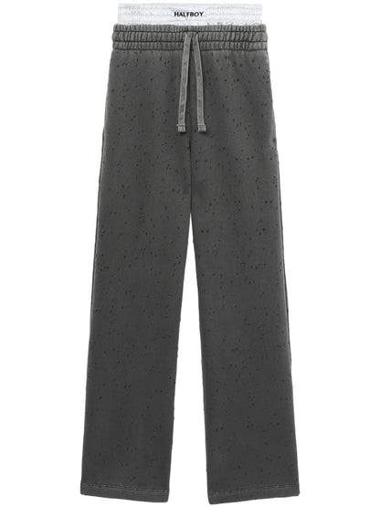 Layered Wide-Leg Track Pants