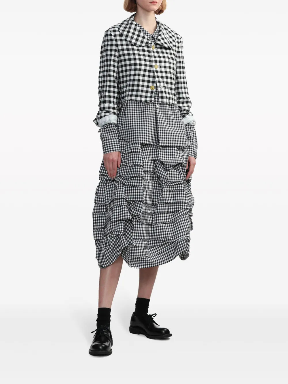 Cut-Out Gingham Check Jacket