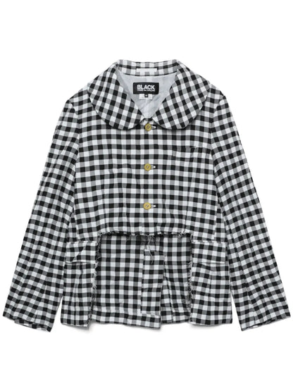 Cut-Out Gingham Check Jacket