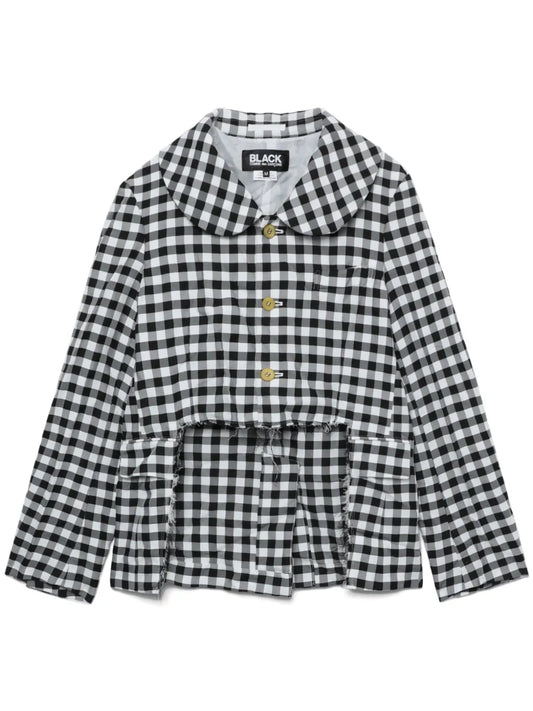 Cut-Out Gingham Check Jacket