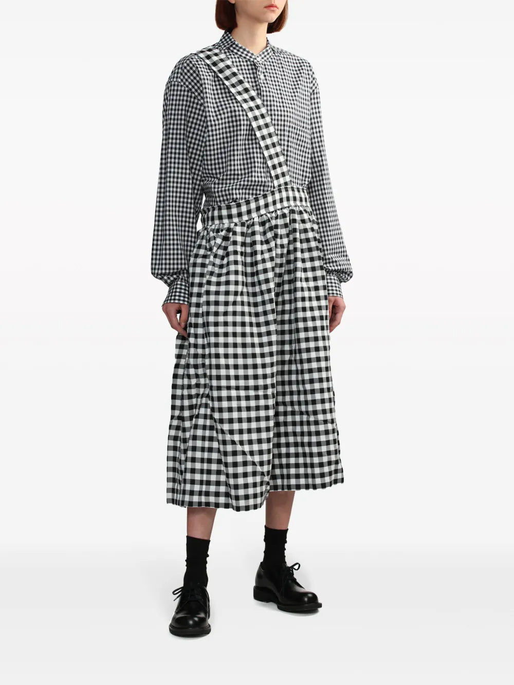 Gingham-Print Midi Skirt