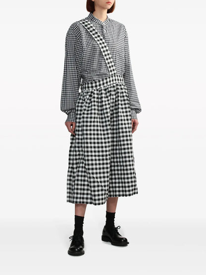Gingham-Print Midi Skirt