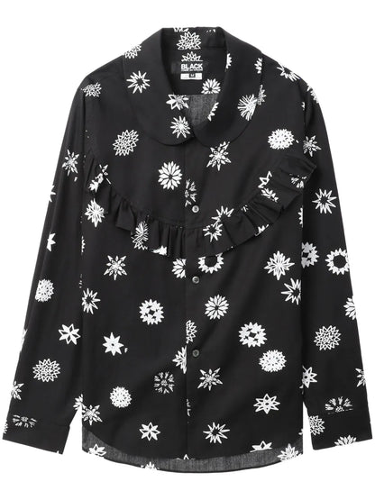 Graphic-Print Ruffle-Trim Shirt