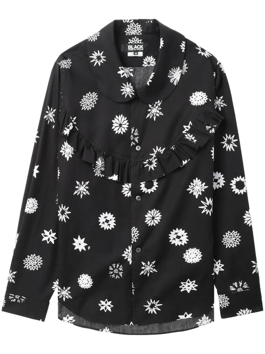 Graphic-Print Ruffle-Trim Shirt