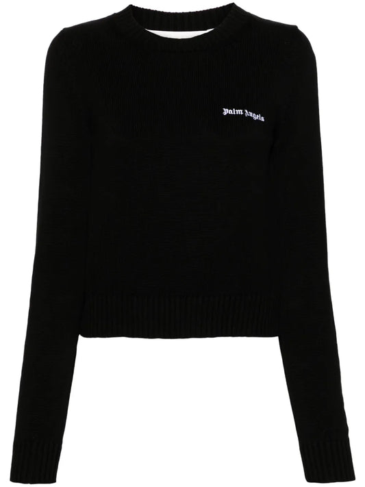 Logo-Embroidered Cropped Jumper