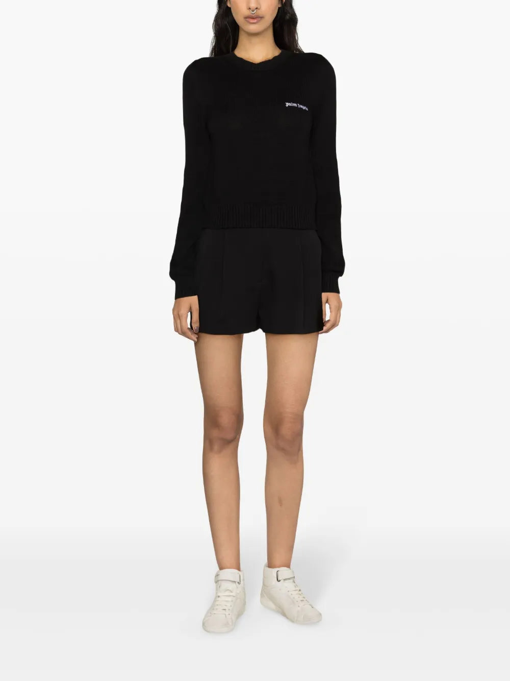 Logo-Embroidered Cropped Jumper