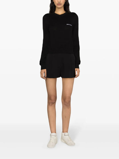 Logo-Embroidered Cropped Jumper
