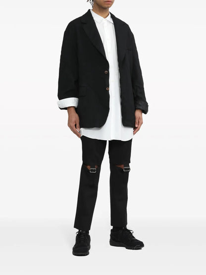 Strap-Detail Straight-Leg Trousers