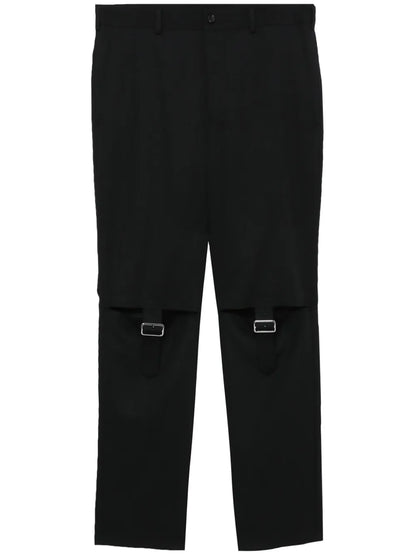 Strap-Detail Straight-Leg Trousers